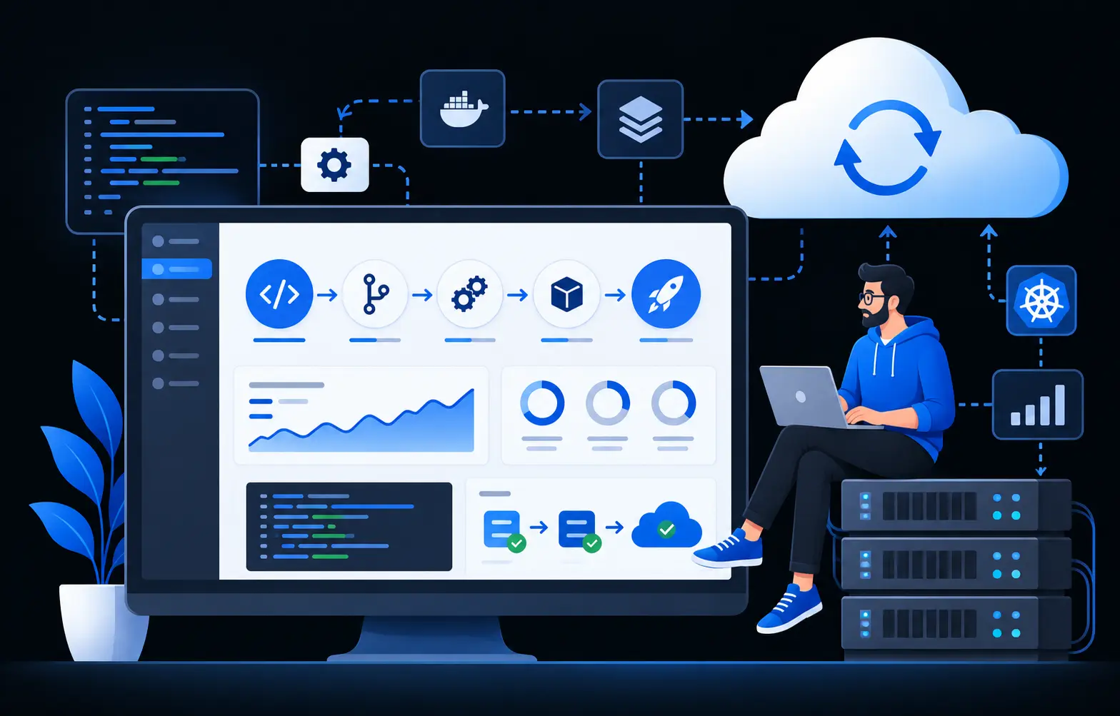 DevOps engineer working with CI/CD pipelines, cloud deployment and production environments